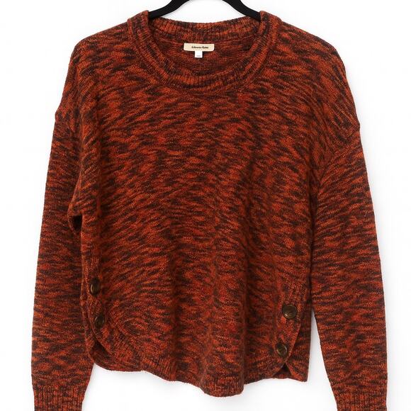 Madewell Rust Marled Knit Crewneck Pullover Sweater Size M Cozy Fall Winter - Picture 2 of 5